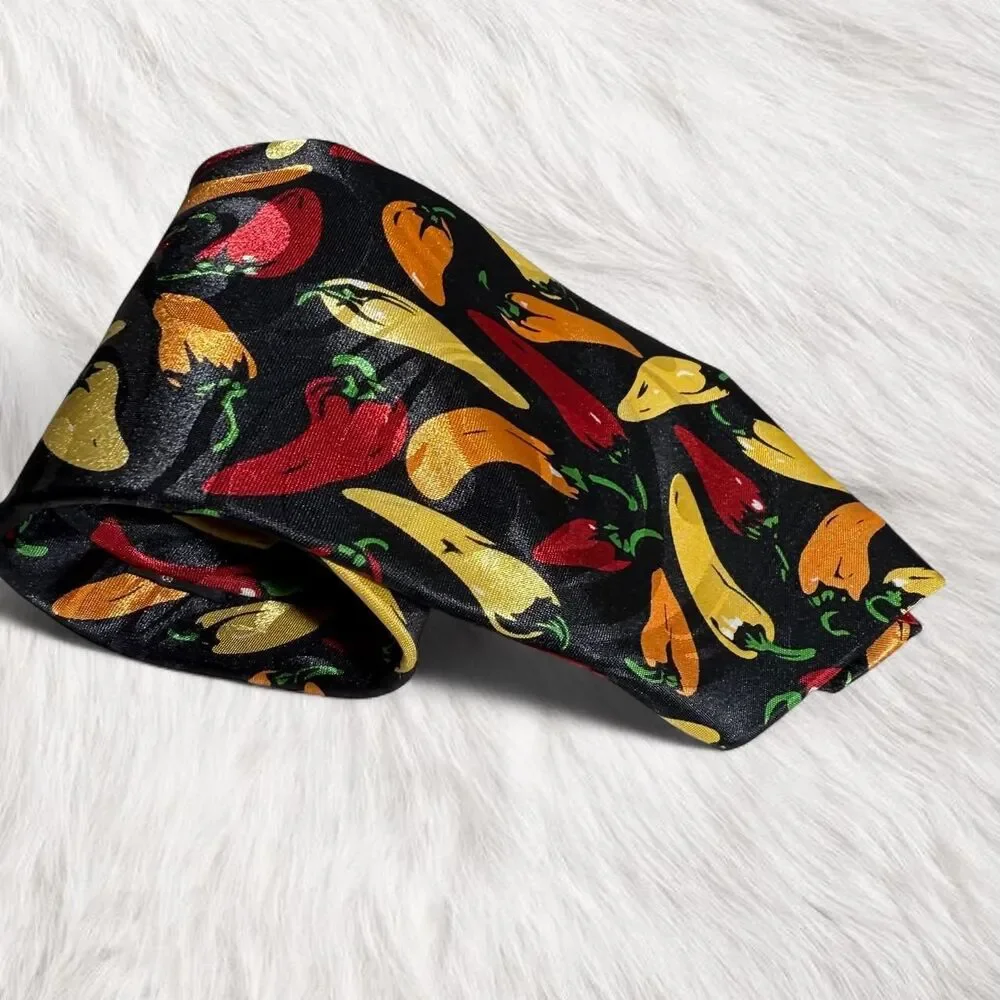 Beverly Hills Polo Club Black Chili Pepper Novelty Tie Like New